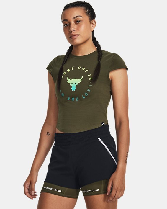 Women's Project Rock Night Shift Cap T-Shirt in Green image number 0